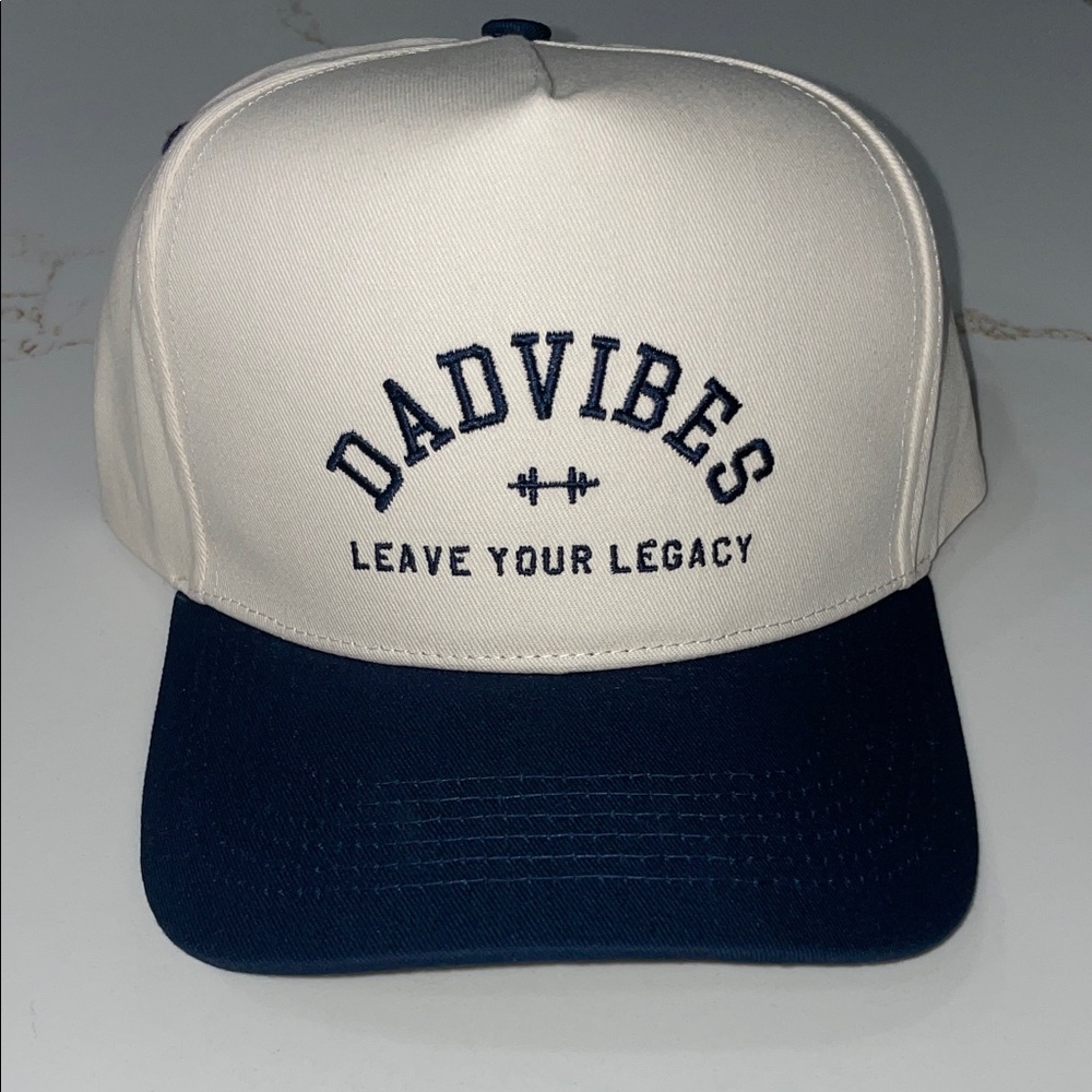 NWT Dad Vibes Leave Your Legacy Two-Tone SnapBack in cream and navy